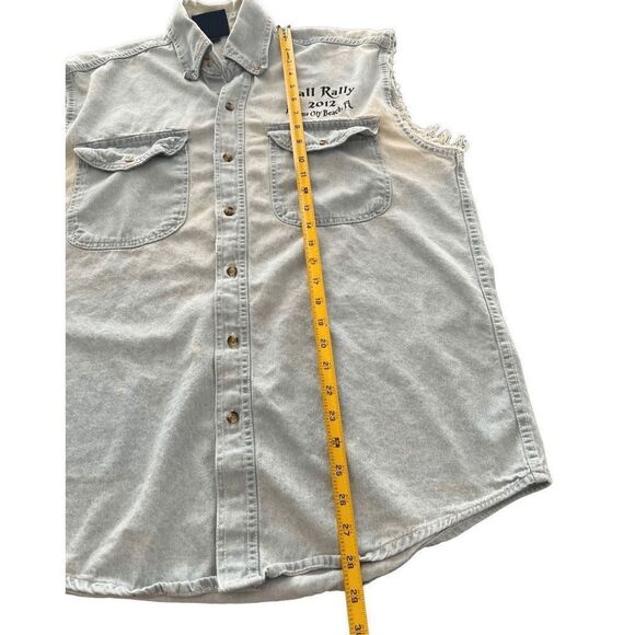 THE AMERICAN BW RALLY BIKE WEEK denim sleeveless shirt size M made in USA - Picture 13 of 13